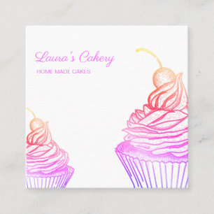 Carte De Visite Carré Cakes & Sweets Cupcake Accueil Boulangerie Hologra