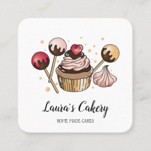 Carte De Visite Carré Cakes & Sweets Cupcake Accueil Boulangerie Laisser