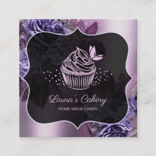 Carte De Visite Carré Cakes Sweets Cupcake Bakery Girl'artisanat Vintage