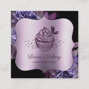 Carte De Visite Carré Cakes Sweets Cupcake Bakery Girl'artisanat Vintage