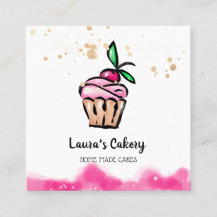 Carte De Visite Carré Cakes & Sweets Cupcake Home Bakery mignonne petite