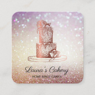 Carte De Visite Carré Cakes & Sweets Cupcake Home Bakery Rustic Vintage