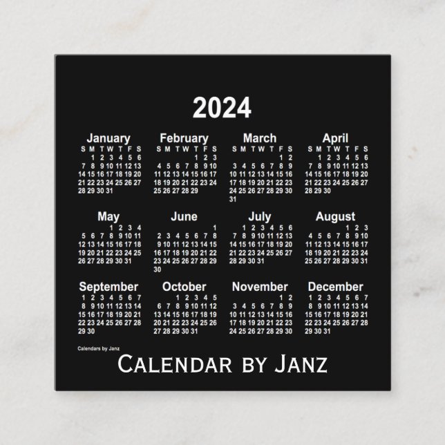 Carte De Visite Carré Calendrier blanc Neon 2024 par Janz (Devant)