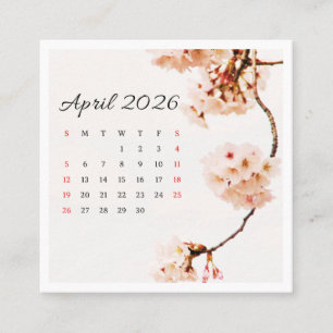Carte De Visite Carré Calendrier d'avril 2026