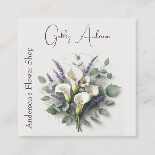Carte De Visite Carré Calla Lilies et Lavender (Devant)