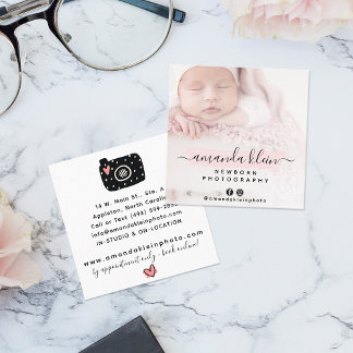Carte De Visite Carré Caméra photographe minimaliste mignonne Photo pers