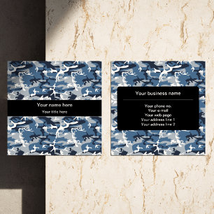Carte De Visite Carré Camo bleu, Camo d'hiver, Camouflage neige, Militai