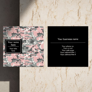 Carte De Visite Carré Camo rose et gris, Camouflage, Militaire, Armée