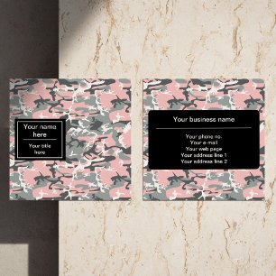 Carte De Visite Carré Camo rose et gris, Camouflage, Militaire, Armée