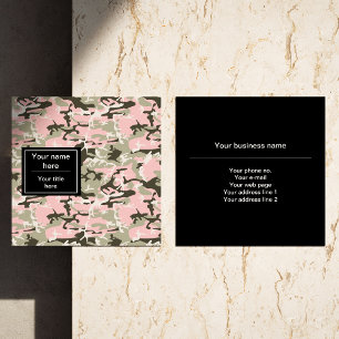 Carte De Visite Carré Camo rose et vert, Camouflage, Militaire, Armée