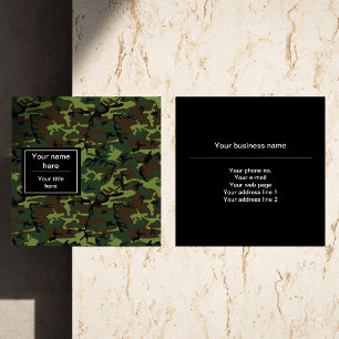 Carte De Visite Carré Camo Vert, Camouflage, Militaire, Armée