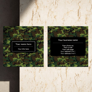 Carte De Visite Carré Camo Vert, Camouflage, Militaire, Armée
