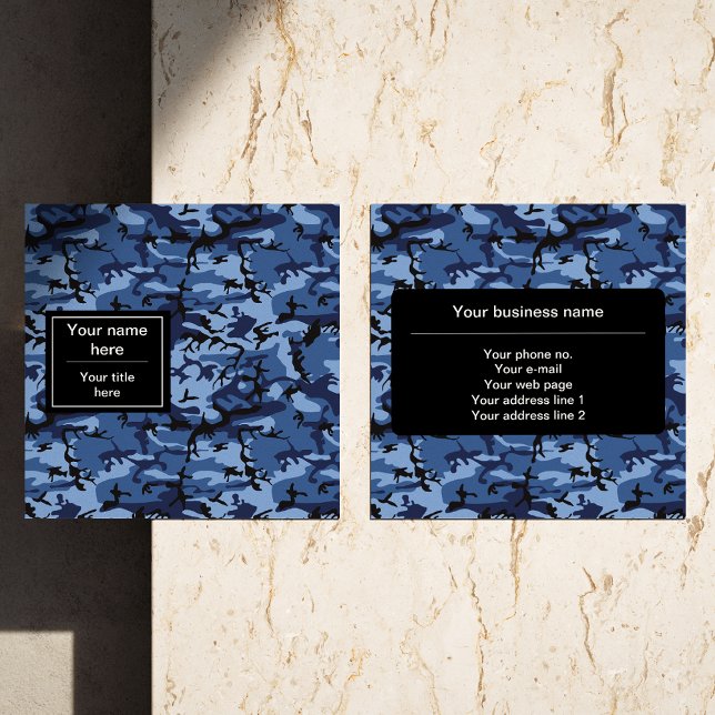 Carte De Visite Carré Camouflage bleu marine, Motif militaire, Armée (Créateur téléchargé)