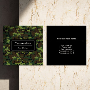 Carte De Visite Carré Camouflage vert, Armée
