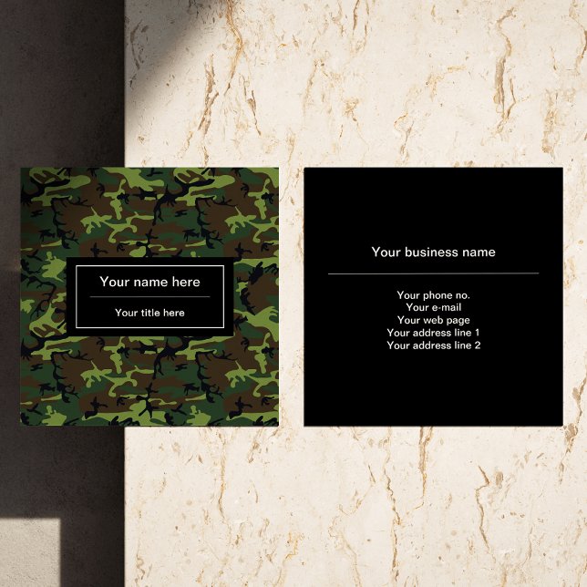 Carte De Visite Carré Camouflage vert, Armée (Créateur téléchargé)