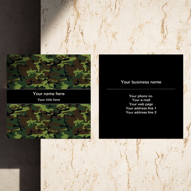 Carte De Visite Carré Camouflage vert, Armée (Créateur téléchargé)