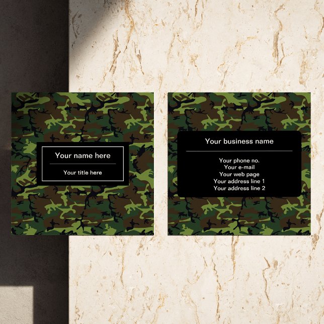 Carte De Visite Carré Camouflage vert, Armée (Créateur téléchargé)