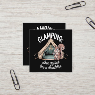 Carte De Visite Carré Camping de luxe quand ma tente a un lustre