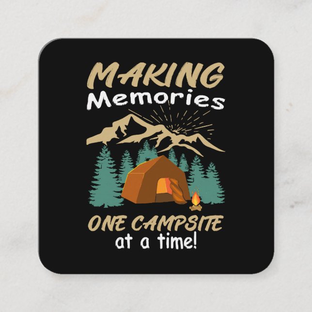 Carte De Visite Carré CAMPING, souvenirs (Devant)