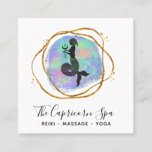 Carte De Visite Carré *~* Capricorne Opal Mermaid Gold Rainbow Goddess