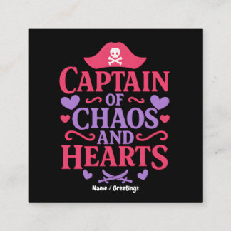 Carte De Visite Carré Captain of Chaos and Hearts Pirate Graphic