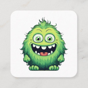 Carte De Visite Carré Caricature du Monstre Vert et souriant