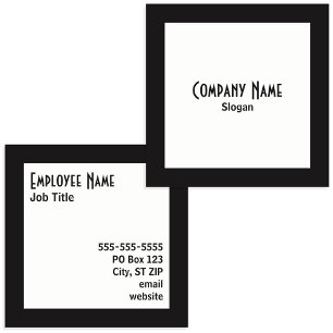 Carte De Visite Carré Carré blanc avec bordure noire et texte noir