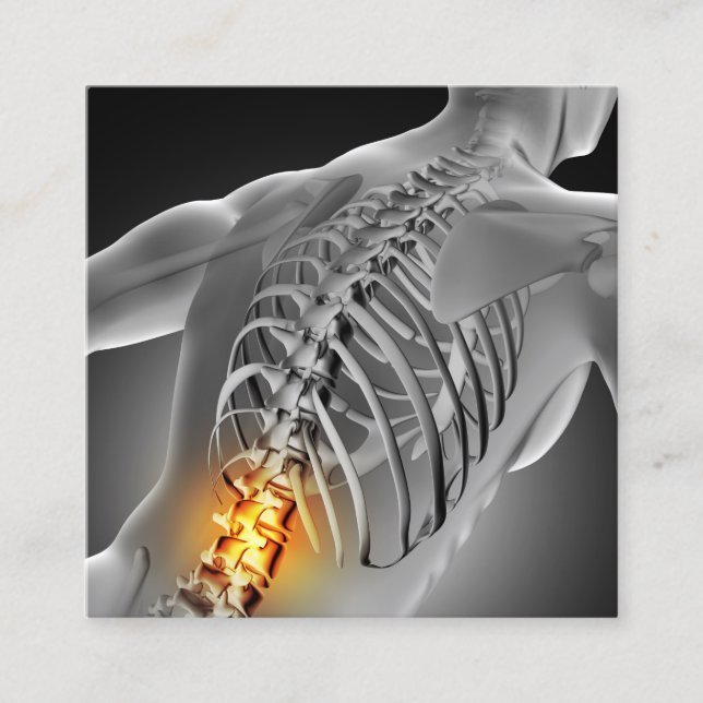 Carte De Visite Carré Carré Chiropractic, photo de la douleur du dos (Devant)