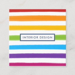 Carte De Visite Carré Carré d'aquarelle arc-en-ciel