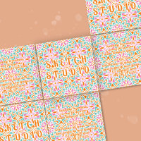 Carreau arc-en-ciel en relief orange rose vert