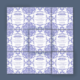 Carte De Visite Carré Carreaux de mosaïque sans couture Navy