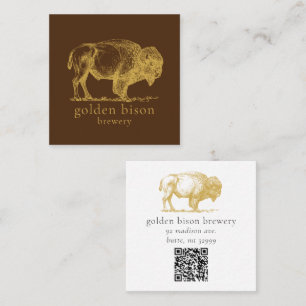 Carte De Visite Carré Carte Biz Carré Brown Gold Buffalo QR Code