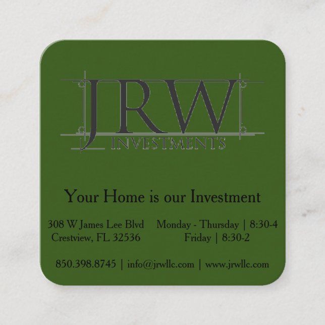 Carte De Visite Carré Carte de code QR Carré (Devant)