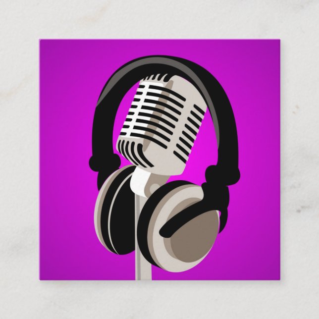 Carte De Visite Carré Casque micro podcast violet (Devant)
