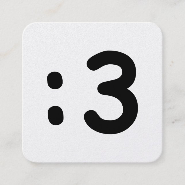 Carte De Visite Carré Cat Face Emoticon :3 (Devant)