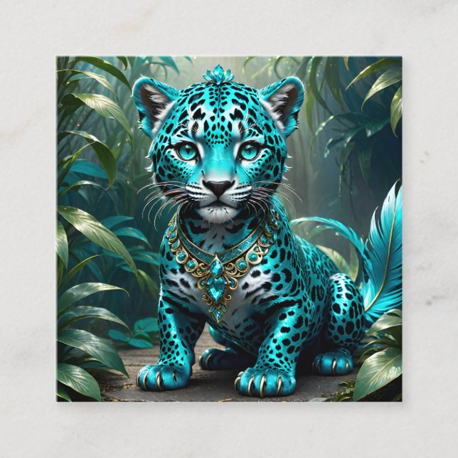Carte De Visite Carré Ce petit bébé est un jaguar d'imaginaire surréalis (Devant)