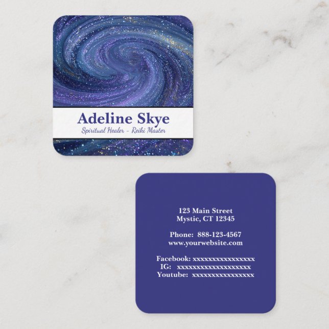Carte De Visite Carré Celestial glittering swirl (Devant / Derrière)