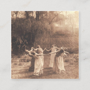 Carte De Visite Carré Cercle De Sorcières Les Femmes Vintages Dansant