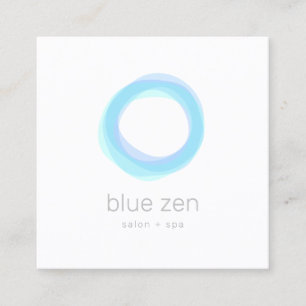 Carte De Visite Carré Cercle minimaliste Pastel bleu zen