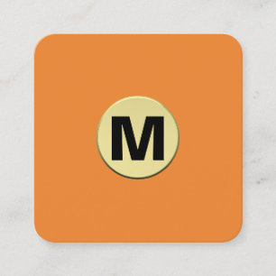 Carte De Visite Carré Cercle Spot Monogram Gold 3d - Orange
