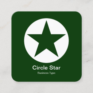 Carte De Visite Carré Cercle Star - Blanc sur Vert foncé