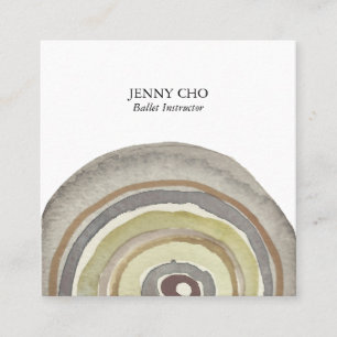 Carte De Visite Carré Cercles d'aquarelle Anneaux Abstraits Neutres mini
