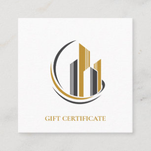 Carte De Visite Carré Certificat-cadeau minimal d'agent immobilier