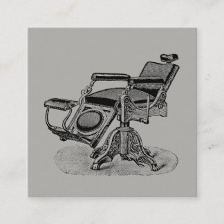 Carte De Visite Carré Chaise de coiffeur vintage/matte grise