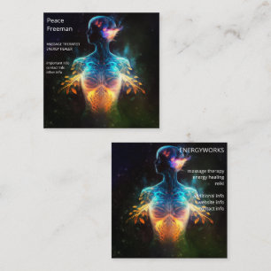 Carte De Visite Carré Chakras   Auras humains   Energy Healer