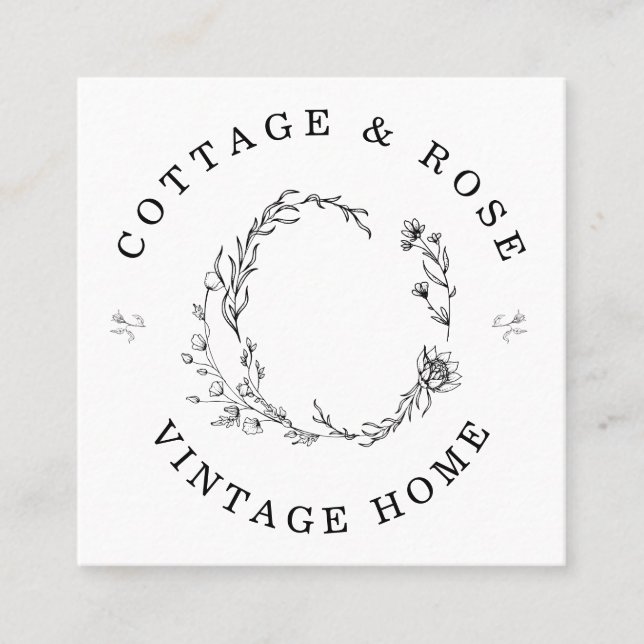 Carte De Visite Carré Chalet doux et délicat Chalet Floral (Devant)