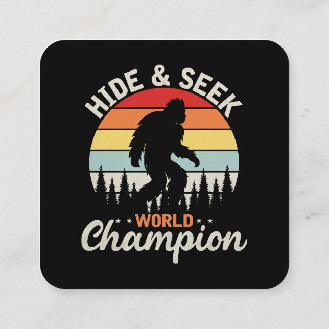 Carte De Visite Carré Champion du Monde de Cache-Cache Sasquatch (Dos)