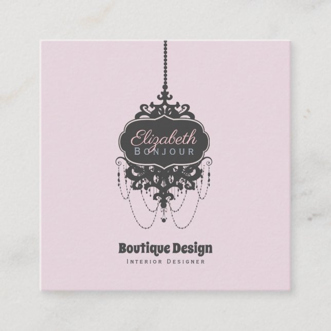 Carte De Visite Carré Chandelier Chic (Changer de couleur) - (Devant)