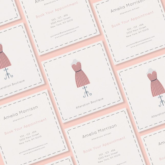 Carte De Visite Carré Changements simples en mannequin rose (Créateur téléchargé)