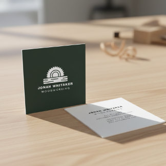 Carte De Visite Carré Charpentier sur mesure Vert forêt foncé